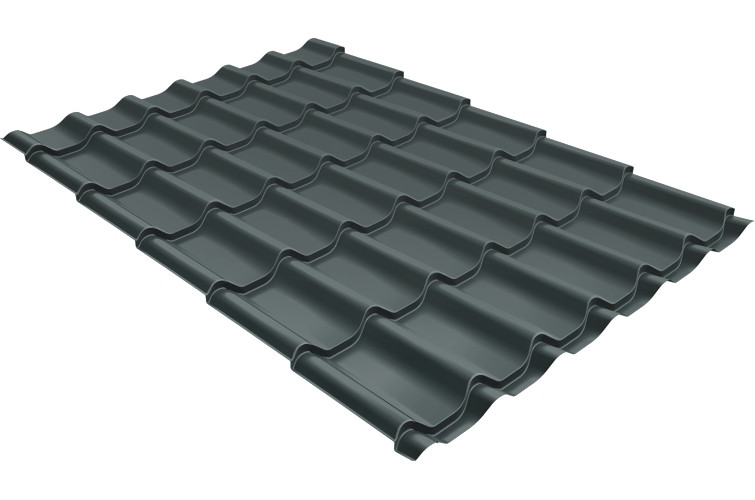 Металлочерепица классик 0,5 Satin RAL 7024 мокрый асфальт 3,6м х 1,18м
