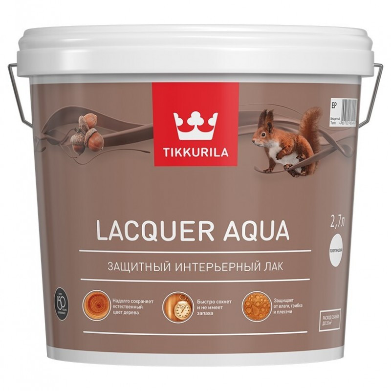 Лак интерьерный Tikkurila EURO LACQUER AQUA EP п/гл 9л